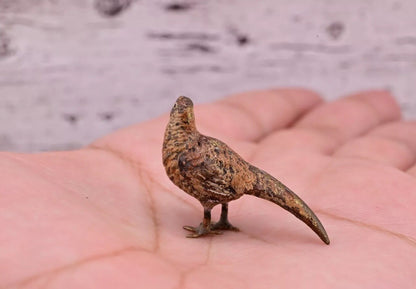 Amazing Antique Austrian Vienna Cold Painted Bronze Figure of Tiny Pheasant4