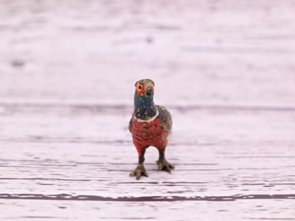 1900s Antique Austrian Vienna Cold Painted Bronze Figure of Tiny Pheasant4