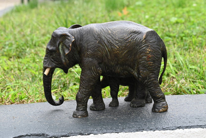 Superb Large Antique Austrian Vienna Cold Painted Bronze Figure of Elephants3