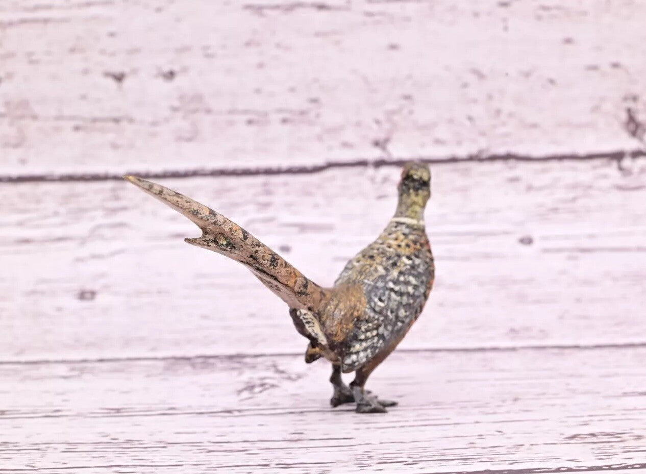 Amazing Antique Austrian Vienna Cold Painted Bronze Figure of Ring Neck Pheasant4
