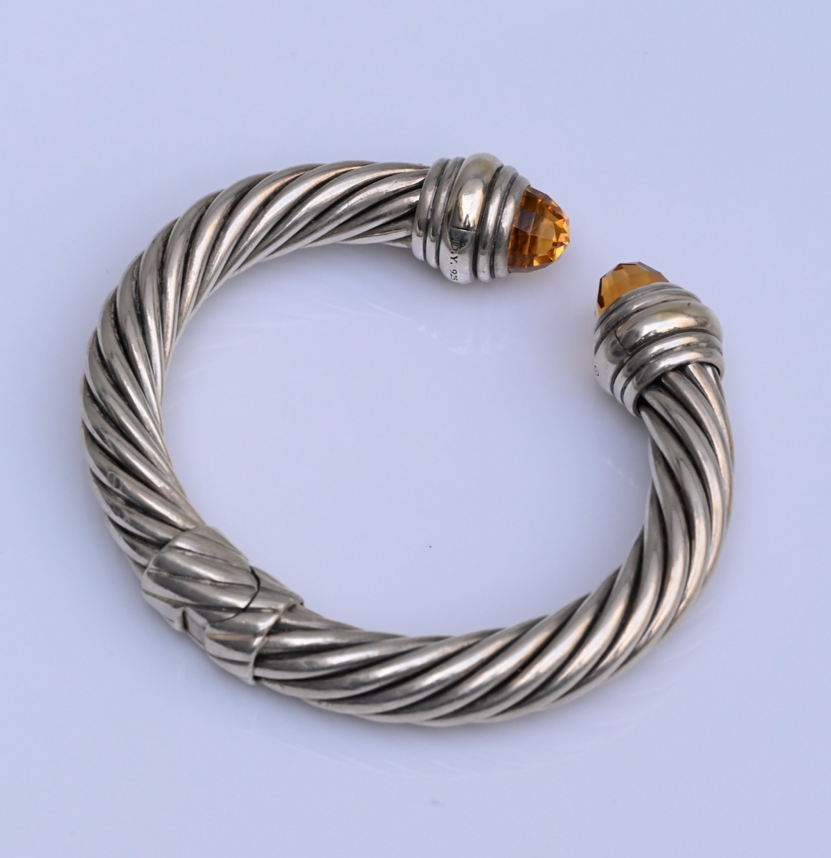 Classic David Yurman Sterling Silver Cable Bracelet with 14k Gold & Citrine Gems7