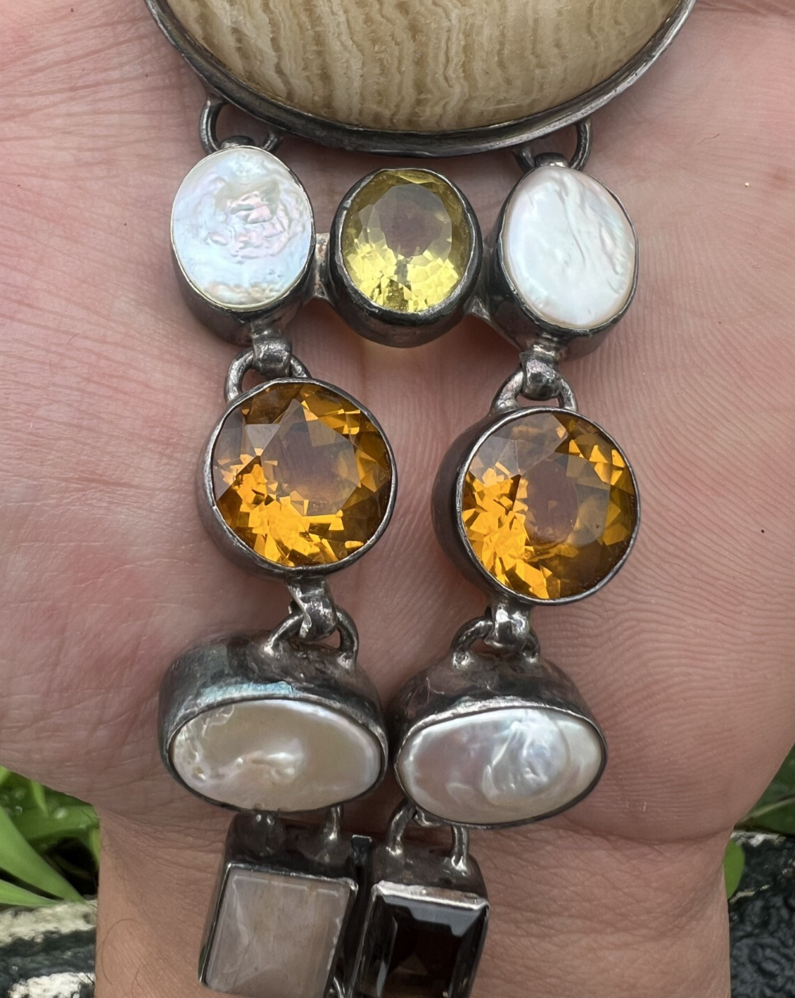 Beautiful Multi Gemstone Citrine, Pearl & Sterling Silver Bracelet2
