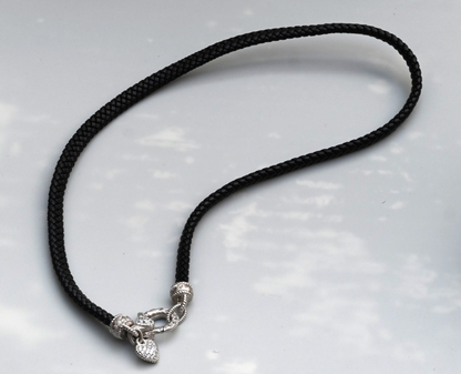 Black Braided Leather & Sterling Silver Heart Charm Necklace by Judith Ripka0