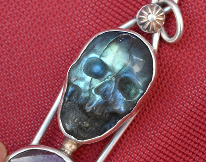 Awesome Signed Sterling Silver Southwest Jewelers Loupe W/ Labradorite Skull2