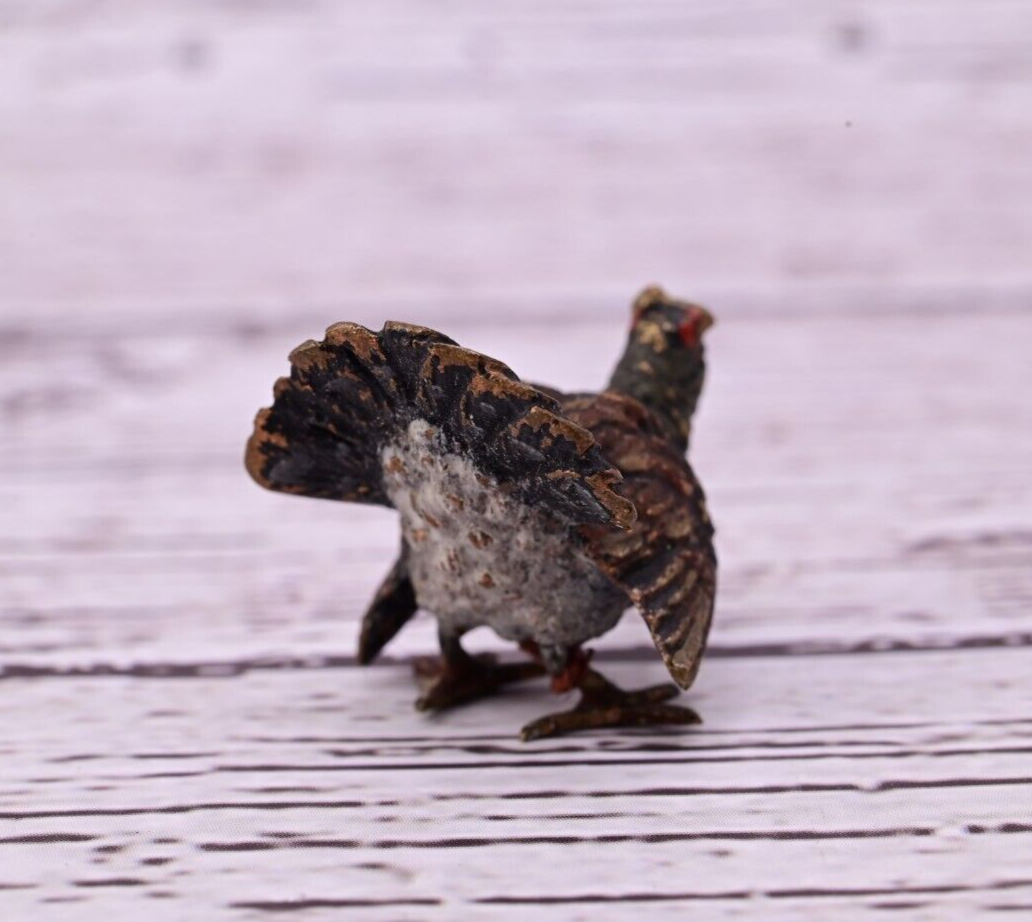 Well Detailed Antique Austrian Vienna Cold Painted Bronze Figure of Turkey3