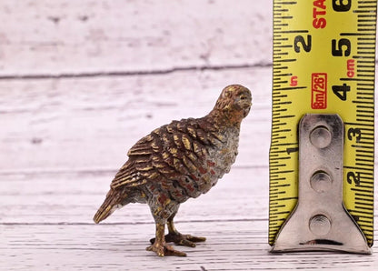 Original Early Antique Austrian Vienna Cold Painted Bronze of Partridge Bird16