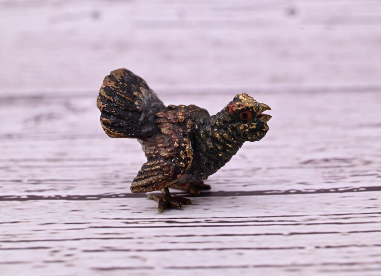 Well Detailed Antique Austrian Vienna Cold Painted Bronze Figure of Turkey2