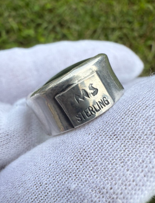 Signed MS Sterling Silver Southwest Jewelers Loupe W/ Hardstone3