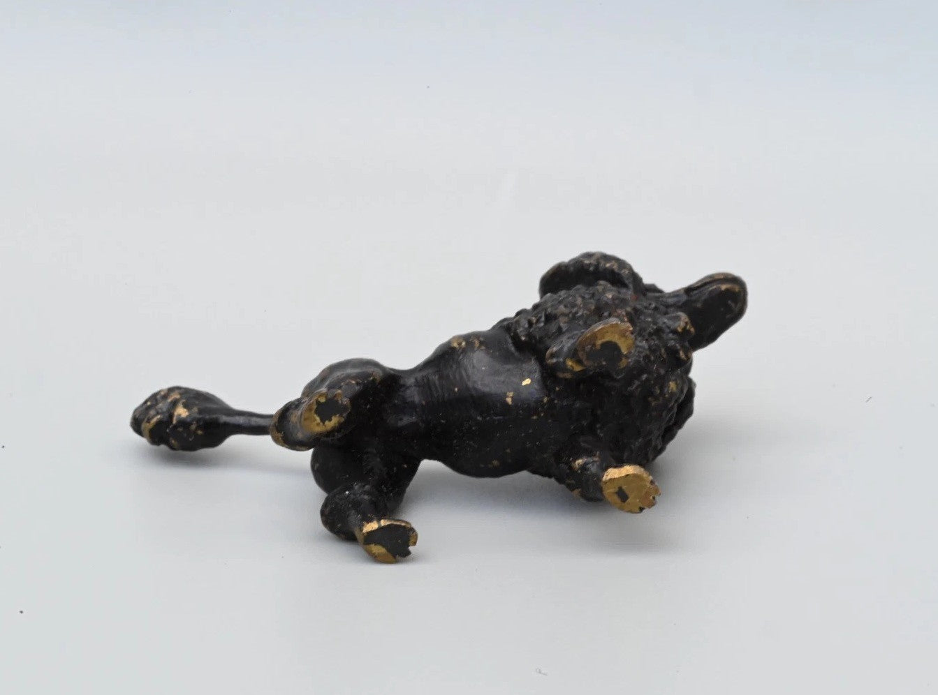 Gorgeous Antique Austrian Vienna Cold Painted Bronze Figure of Black Poodle Dog6