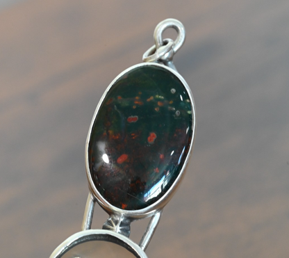 Sterling Silver Southwest Jewelers Loupe W/ Dark Cabochon Gem4