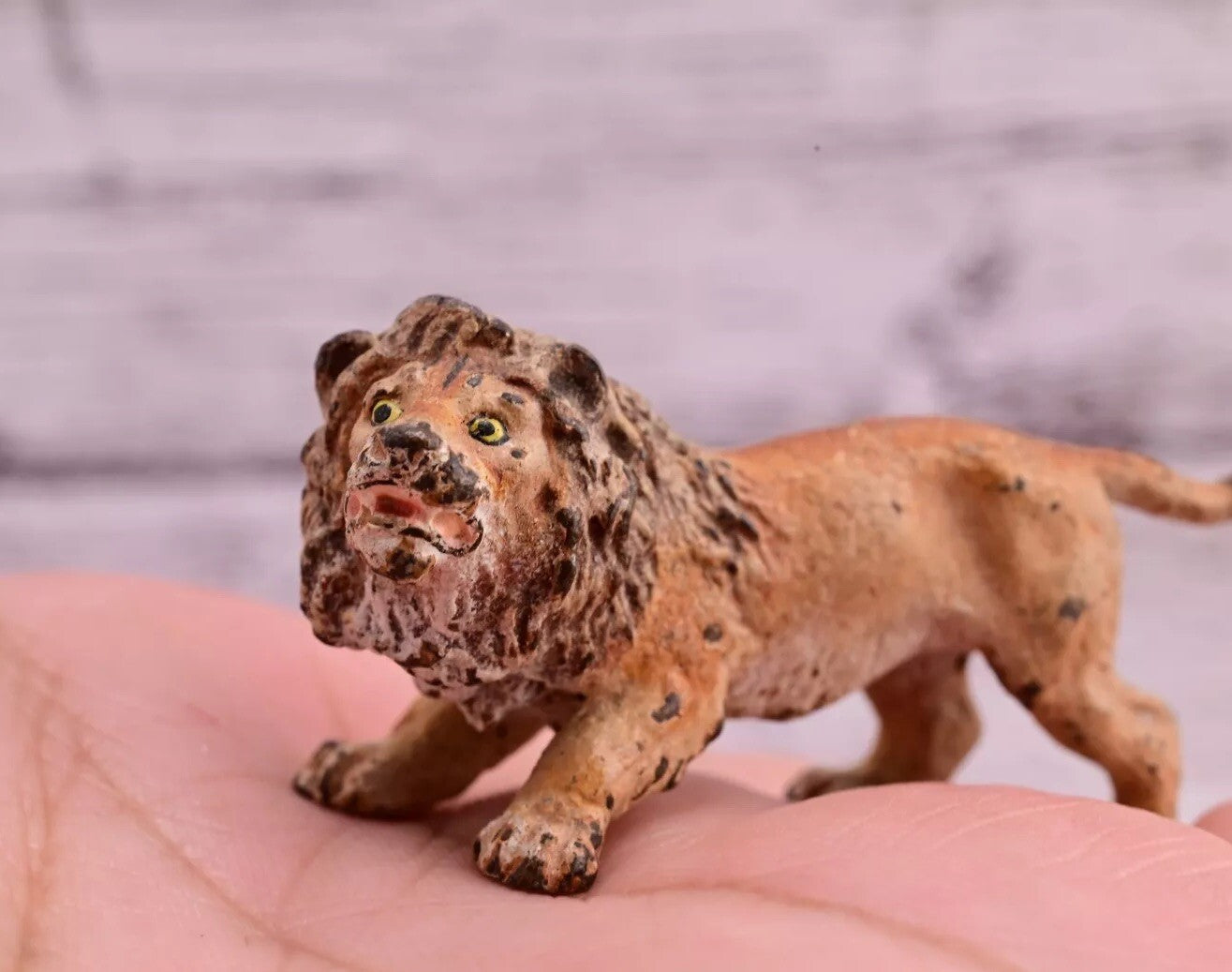 Cute Tiny Antique Austrian Vienna Cold Painted Bronze Figure of Ferocious Lion10