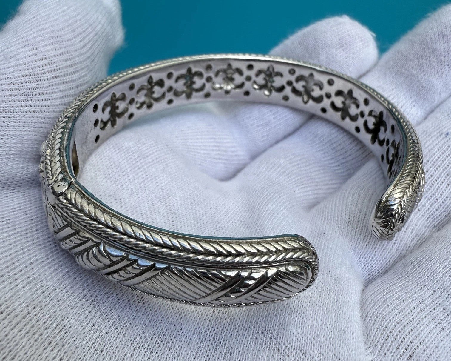 Gorgeous Vintage Judith Ripka Sterling Silver 925 Diamante CZ Cuff Bracelet 4
