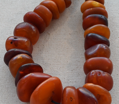 Large Antique Middle Eastern Baltic Butterscotch Amber Beaded Necklace 118 Gram11