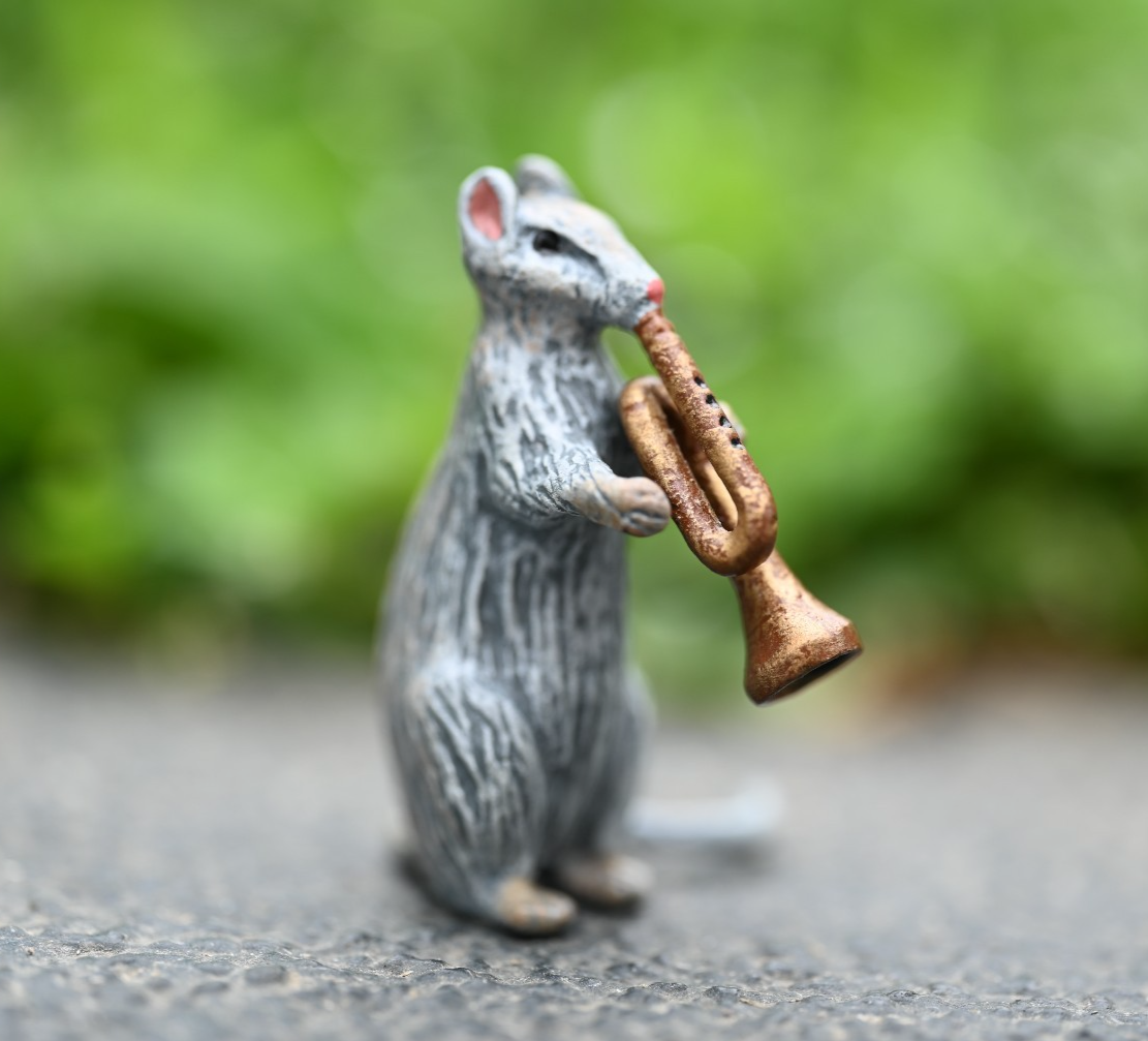 Fritz Bermann Austrian Vienna Cold Painted Bronze Mouse / Rat Playing Trumpet0