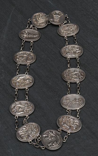 High Quality Antique 1900s Japanese Sterling Silver Grade Storyteller Belt1