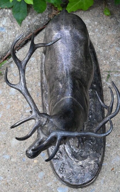 Original Dated 1931 American Artist Louis Jonas Elk Sculpture In Silvered Metal9