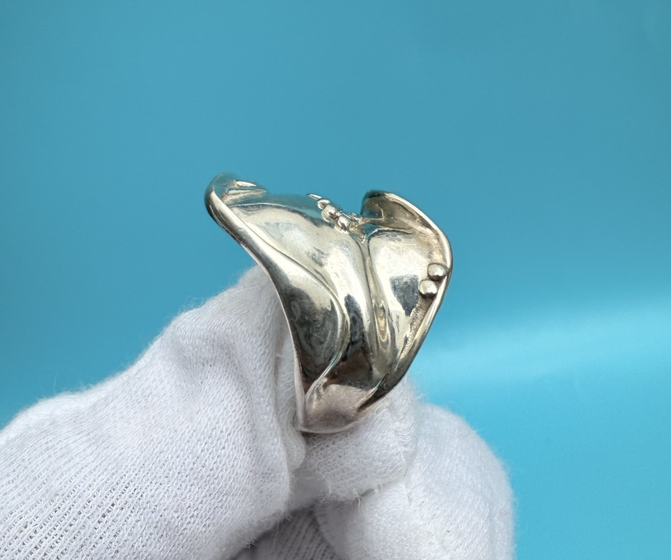 Vintage Hagit Gorali 925 Sterling Silver Organic Design Statement Ring3