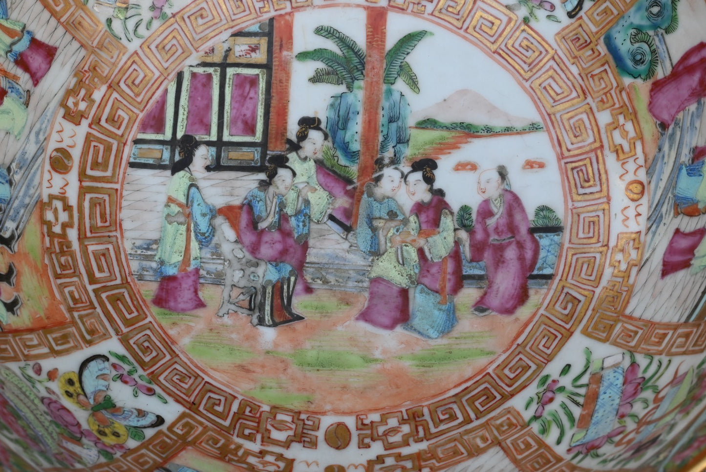 Genuine Chinese Antique 19th C. Hand Painted Rose Medallion Porcelain Punch Bowl9