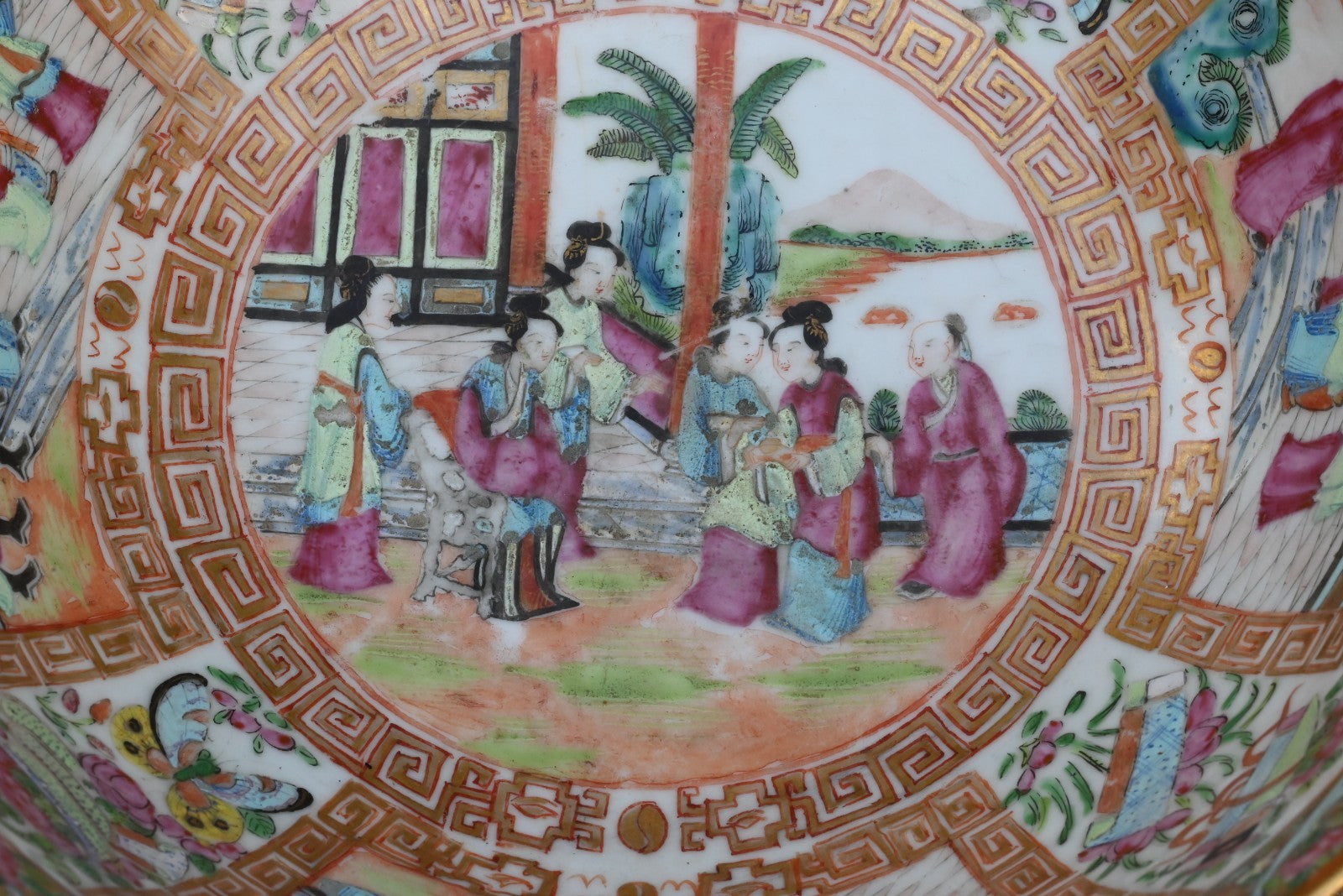 Genuine Chinese Antique 19th C. Hand Painted Rose Medallion Porcelain Punch Bowl9