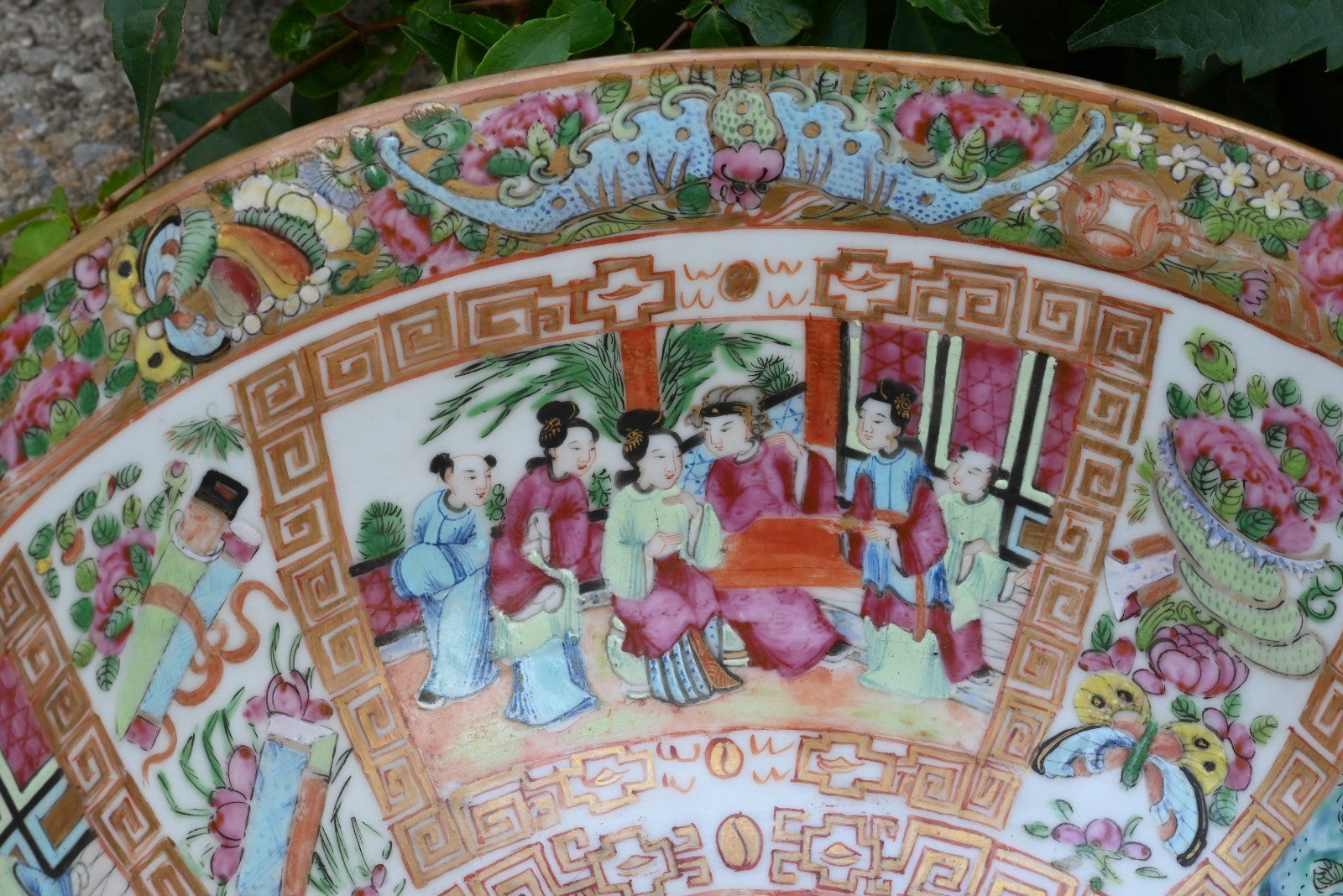 Genuine Chinese Antique 19th C. Hand Painted Rose Medallion Porcelain Punch Bowl1