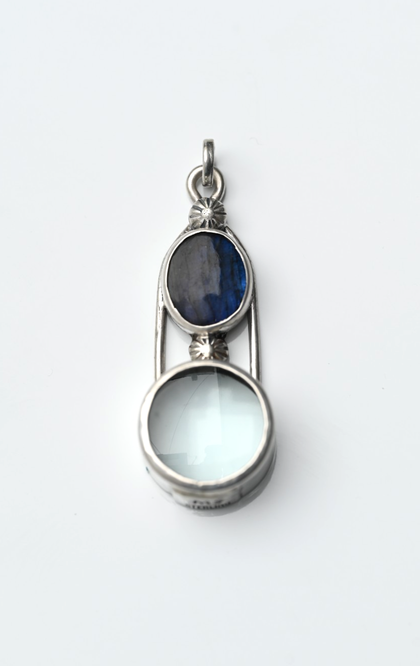 Sterling Silver Southwestern Jewelers Loupe with Blue Labradorite0