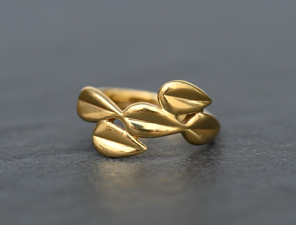 Super Rare Designer Robert Lee Morris 18K Yellow Gold Dart Motif Ring Size 81