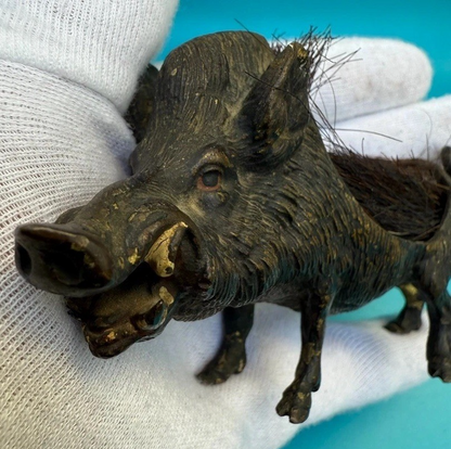 Collectors Antique 1900s Austrian Vienna Bronze Boar Pen Wipe / Nib Cleaner7