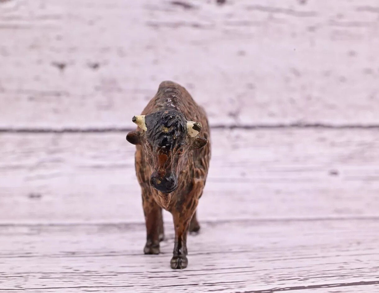 Amazing Antique Austrian Vienna Cold Painted Bronze Figure of American Bison2