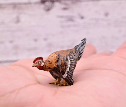 Unusual Antique Austrian Vienna Cold Painted Bronze Figure of Miniature Hen9