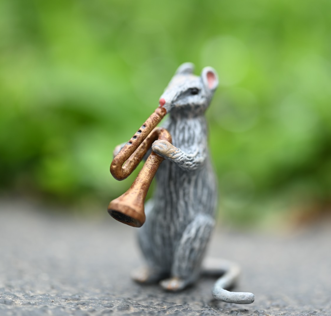 Fritz Bermann Austrian Vienna Cold Painted Bronze Mouse / Rat Playing Trumpet1