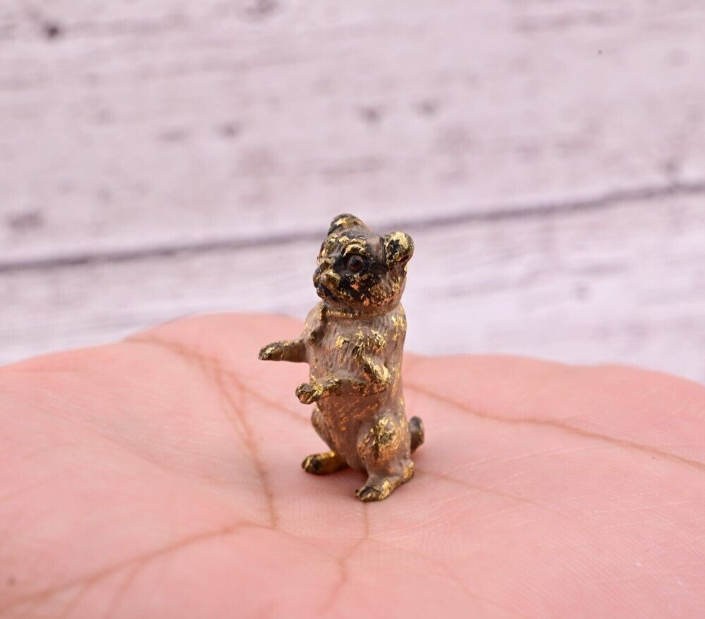 Amazing Antique Austrian Vienna Cold Painted Bronze Figure of Cute Small Pug8