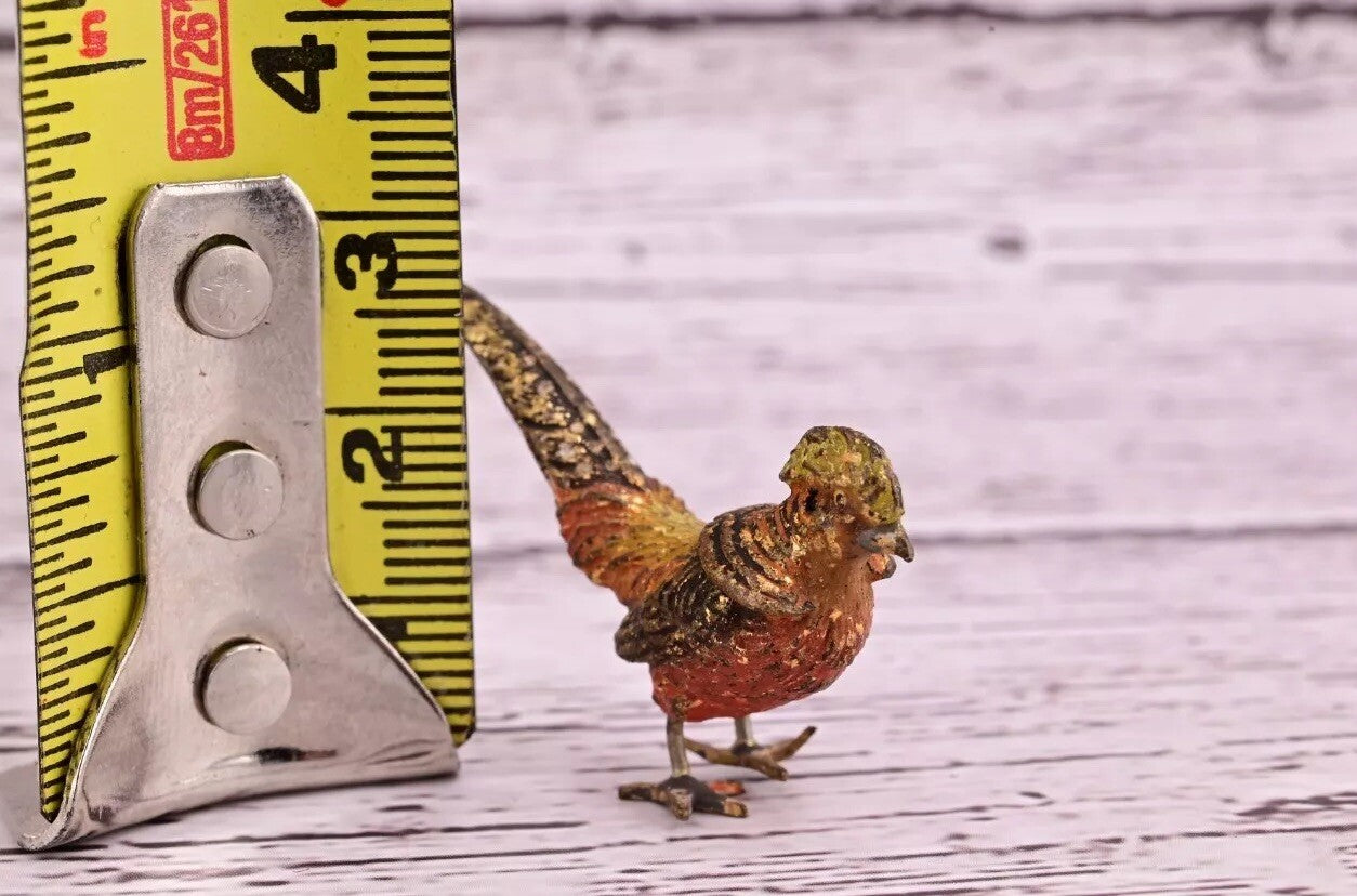 Gorgeous Antique Austrian Vienna Cold Painted Bronze Figure of Little Pheasant13