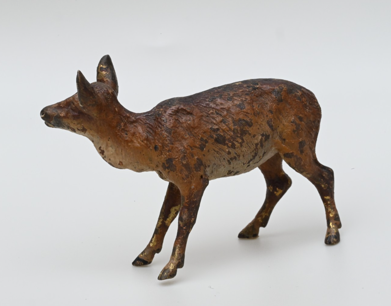 Life-Like Antique Austrian Vienna Cold Painted Bronze Figure of Brown Deer4