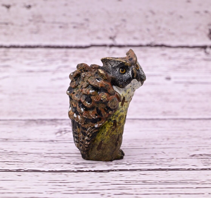 Well Detailed Antique Austrian Vienna Cold Painted Bronze Figure of Owl4
