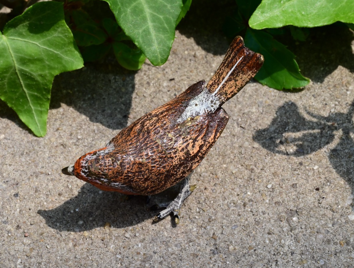 Gorgeous Austrian Vienna Cold Painted Bronze Bird Figure of European Robin1