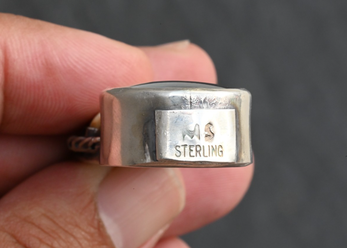 Vintage Signed Sterling Silver Southwest Jewelers Loupe with Human Skull Motif4