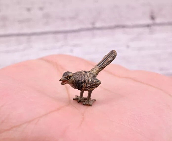 Very Old Antique Austrian Vienna Original Bronze Finish Figure of Miniature Bird2