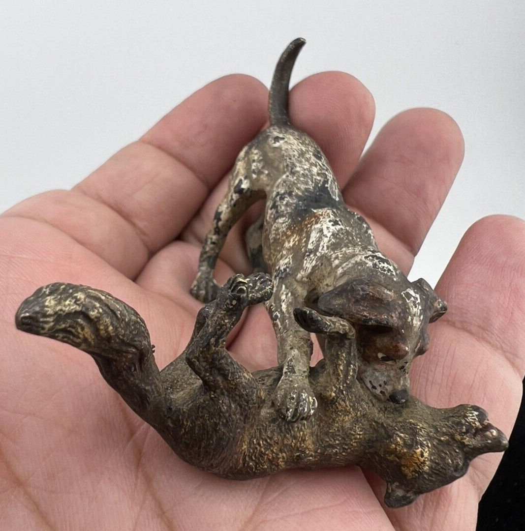 Original Franz Bergman Austrian Bronze Figure of Hunting Dog & Wild Fox Fighting2