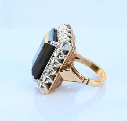 GIA Certified Yellowish Green Tourmaline & Diamond Ring in 14K Gold4