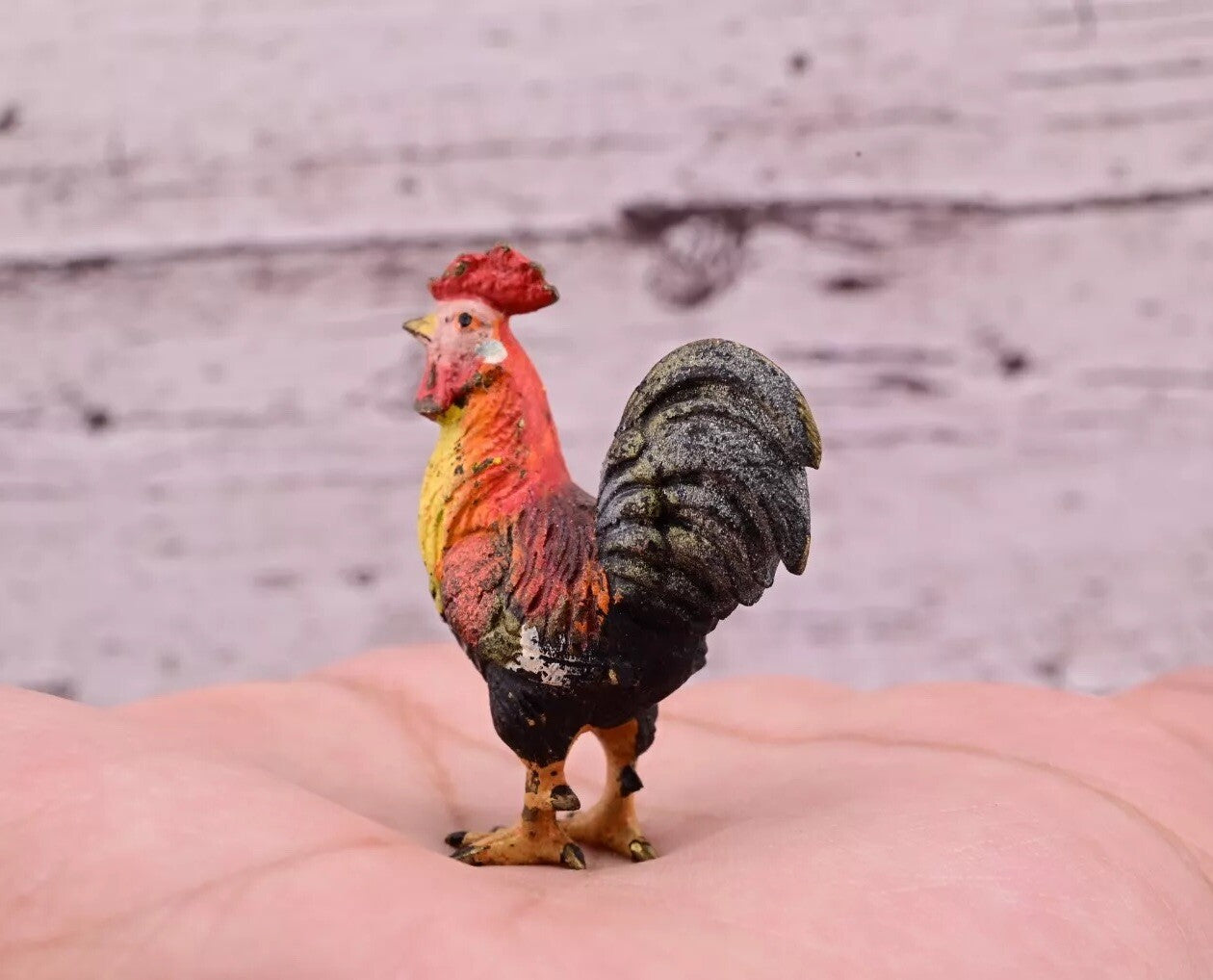 Stunning Antique Austrian Vienna Cold Painted Bronze of Little Rooster3