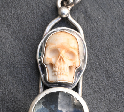 Awesome Signed Sterling Silver & Human Skull Design Southwest Jewelers Loupe1