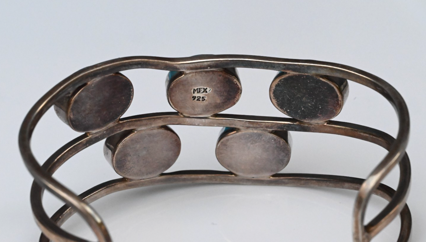 Multi-Band Sterling Silver Cuff Bracelet with Colorful Mother-of-Pearl Accents3