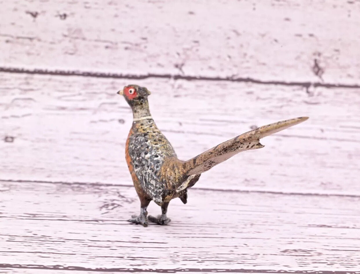 Amazing Antique Austrian Vienna Cold Painted Bronze Figure of Ring Neck Pheasant5