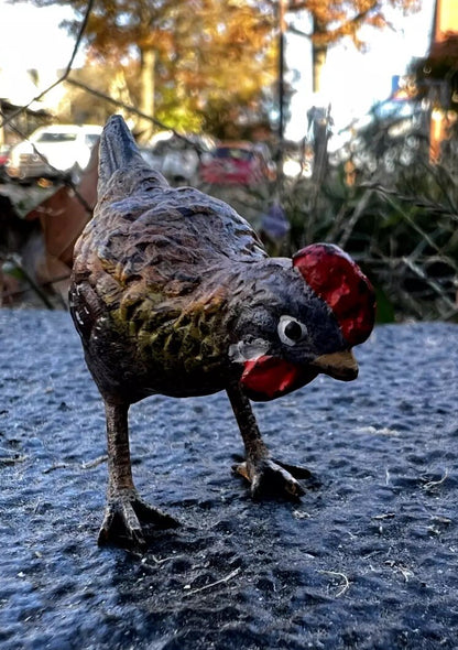 Small Antique Austrian Vienna Cold Painted Bronze Figure of Chicken13