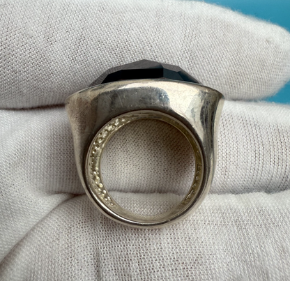 Vintage Robert Lee Morris Studio Sterling Silver Ring w/ Faceted Black Onyx 2
