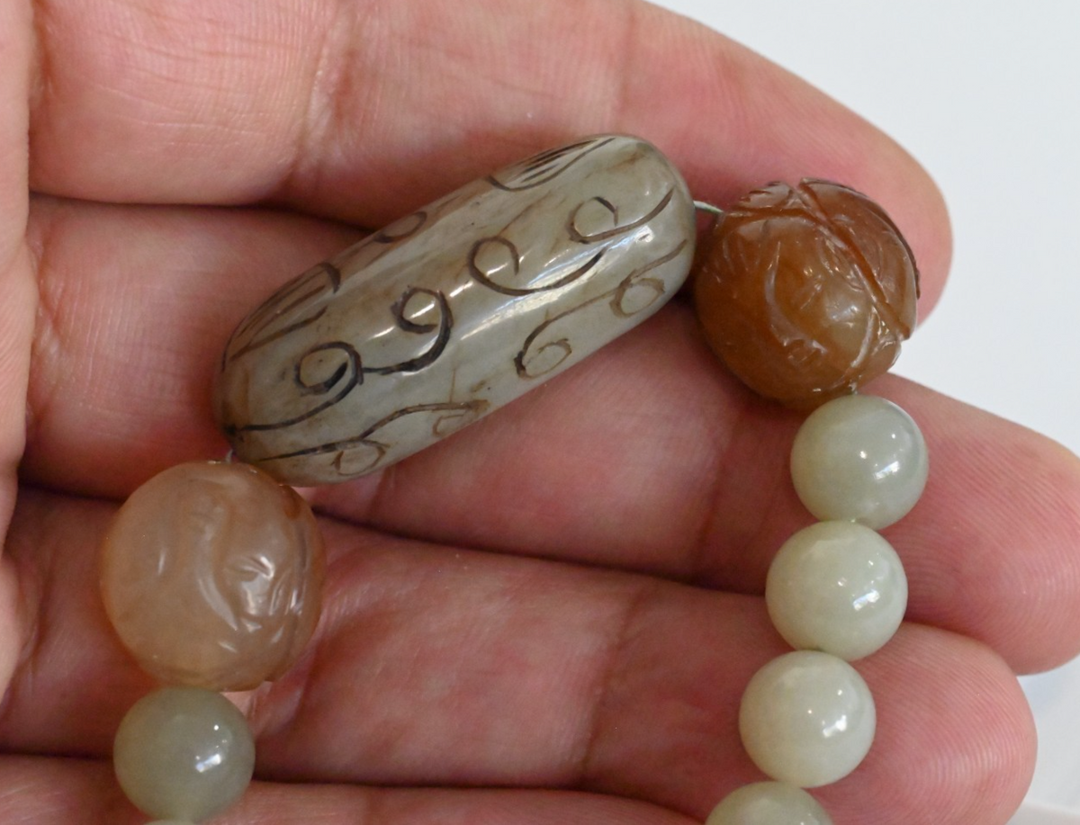 Antique / Vintage Chinese Beaded Jade Necklace2