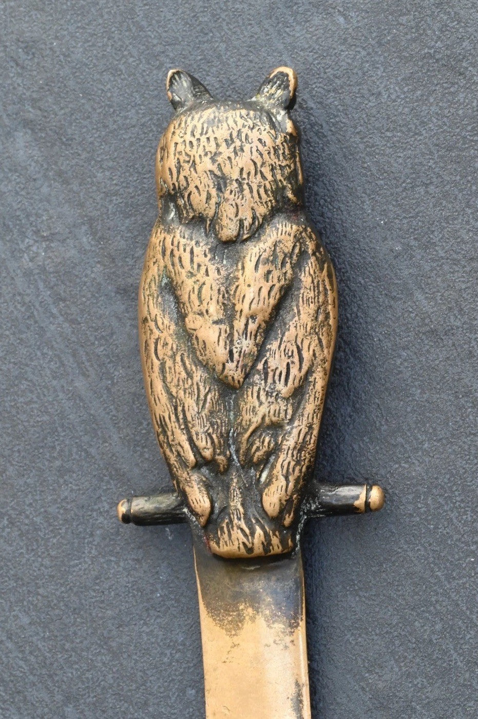 Antique 1900s Solid Bronze Owl Letter Opener Possibly Austrian or German7
