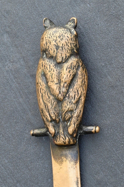Antique 1900s Solid Bronze Owl Letter Opener Possibly Austrian or German7