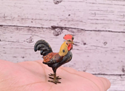 Superb Antique Austrian Vienna Original Bronze Finish Figure of Colorful Rooster6