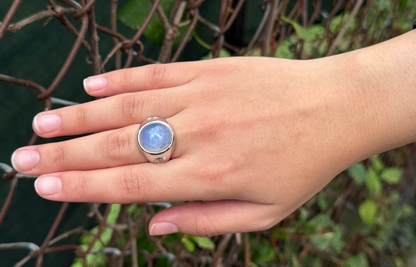Stunning 22 ct Natural No Heat Blue Star Sapphire 18K White Gold Ring GIA Cert.4